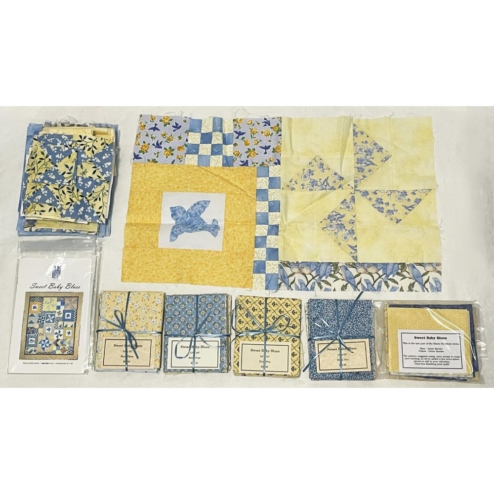 Touchwood Design Sweet Baby Blues Moda Fabrics Partially Completed Quilt